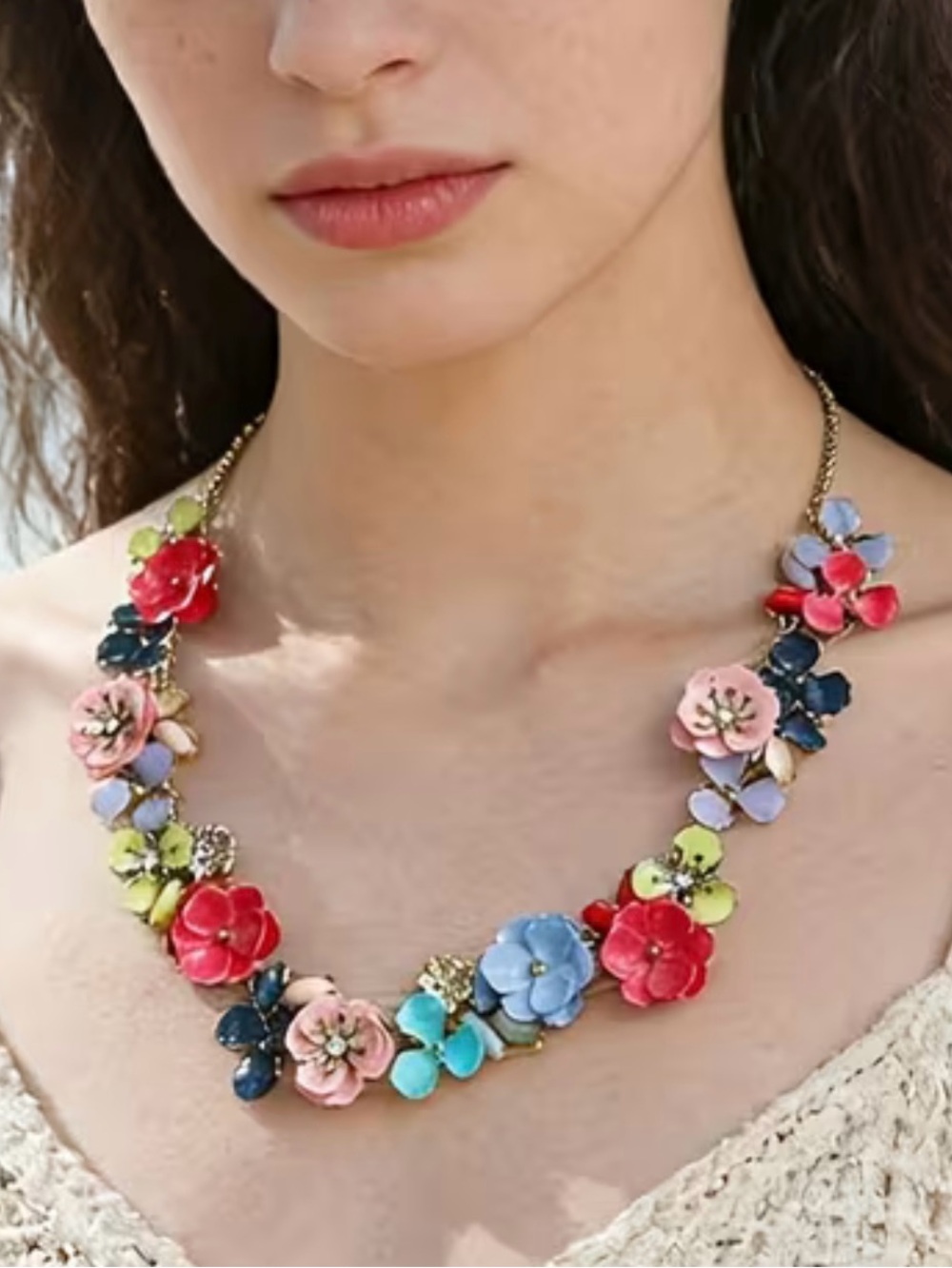 🌺 Floral Multi-Color Handcrafted Statement Necklace 🌺